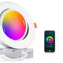 CLOUDY BAY [4 Pack] 6 inch Gimbal Smart WiFi LED Recessed Lights,RGBCW Color Changing,Compatible with Alexa and Google Home Assistant,No Hub Required,15W 2700K-6500K, IC Rated