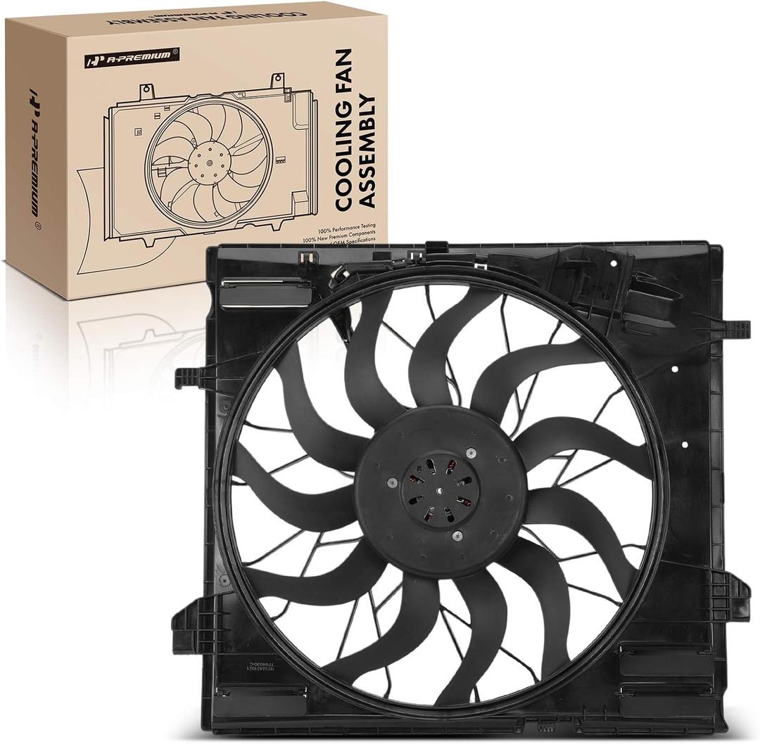 A-Premium Engine Radiator Cooling Fan Assembly with Brushless Motor Compatible with Mercedes-Benz Models - GL350, GL450, GL550, GL63 AMG, GLE300d, GLE350, GLE350d, GLE400, GLE43 AMG, GLE450 AMG