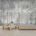 Gray Vintage Forest Tree Wallpaper Mural for Bedroom Living Room
149"x96" Not Peel and Stick
