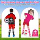 Soccer Shin Guards and Socks for Kids 3-6 Bible Verse Party Favors Mini Cross Shin Guard Jesus Loves You Drawstring Backpacks Christian Gift for Toddler Girls Boys (Black and Pink)