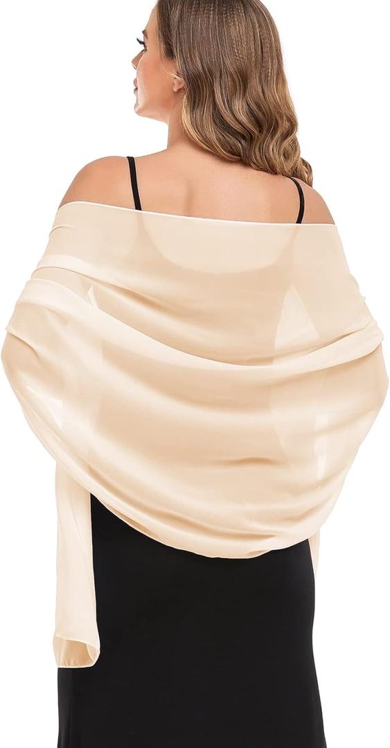 Shawls and Wraps for Evening Dresses Sheer Chiffon Women Elegant Soft Silky Wraps Wedding Bridal Scarf