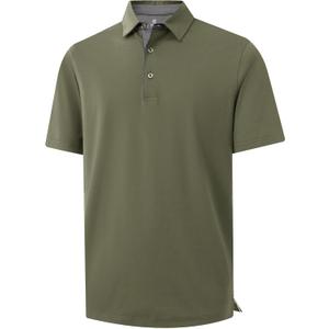 Men's Business Long and Short Sleeve Polo Shirts Mercerized Cotton Blend Casual Stylish Collared Shirts (Green, XL)