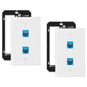  Iwillink 10Gbps Ethernet Wall Plate CAT6A, 2-Port Keystone Wall Plate and Jack Outlet, RJ45 Wall Plates with Single Gang Low Voltage Mounting Bracket - 2 Pack : Electronics