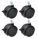 HOWDIA 1.5 Inch M81.25 Threaded Stem Nylon Swivel Caster Wheels with Brake  Floor-Protecting Light-Duty Replacement for Carts, Office Chairs & Furniture, Not fit for 5/16-18(30 kg Total, 4-Pack)