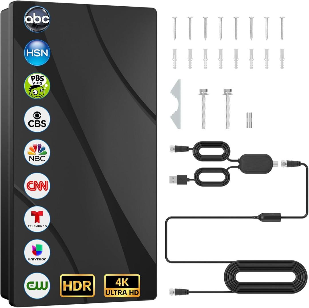 2025 Digital HD TV Antenna Outdoor, 1600+ Miles Long Ranges, Directional 360 Degree Rotation,Outdoor TV Antenna for Smart TV,Support 2 TVs-8K 4K 1080p All Smart/Old TVs VHF UHF-35ft HDTV Cable