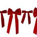 Velvet Bow Garland Banner -Coquette Bachelorette Party Decor, Bridal Shower Backdrop, Wedding & Birthday Party Supplies, Engagement Decorations (Red)