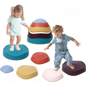 6PCS Balance Stepping Stones for Kids Non-Slip River Stones Obstacle Course Play Indoor and Outdoor Coordination Game Sensory Toys Toddler Ages 3 4 5 6 7 8+