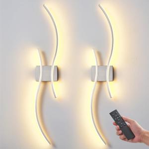 Battery Operated Wall Sconce Set of Two, Dimmable Modern LED Rechargeable Wall Light with Remote Control, Wall Decor for Living Room