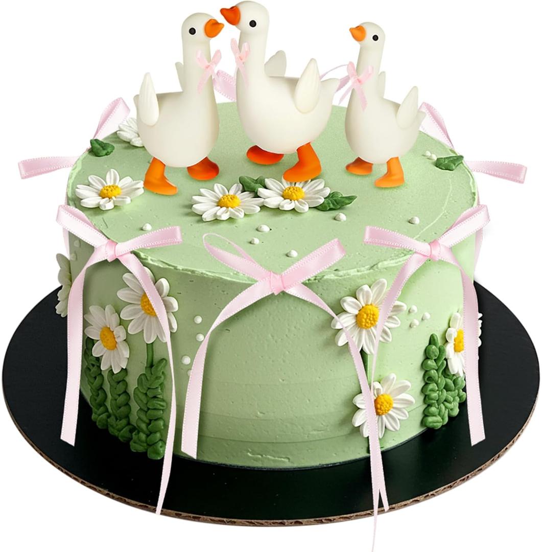 Chunful 28 Pcs Pink One Silly Goose Birthday Cake Topper Silicone Silly Goose Decor 1st Birthday Toppers White Goose Birthday Party Supplies