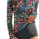 WOWENY Women Rash Guard Long Sleeve Swim Shirts UPF 50 Sun Protection Swimsuit Top Bathing Suit No Bottom (X-Large, A-blue | Tulip)