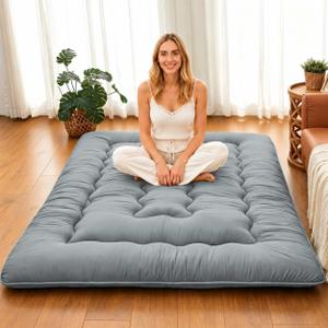 DAICO Japanese Floor Mattress, 4'' Thick Foldable Futon Mattress Twin Size
High Density Foam Tatami Mat, Comfortable Sleeping Pad for Guest Room, Camping & Floor Bed, Removal Cover, Grey, 39''x80''