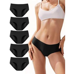 TIICHOO Period Underwear for Women Heavy Flow Soft Menstrual Panties Teens Ladies Leakproof Incontinence 5 Pack, Large