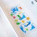 BEEHOMEE Bath Mats for Tub Kids,Baby Toddler - Large Cartoon Non-Slip Bathroom Bathtub Anti-Slip Shower Mats for Floor 35x15,Machine Washable XL Size Bathroom Mats (Blue-Octopus)