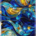 for iPhone 17 Case - Wireless Charging Compatible - Dual-Layer Hard Shell + Silicone Cover - Shockproof Protective Phone Case with Stylish Designs for Women - Abstract Bule Gold Water