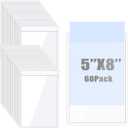 60 Pack Adhesive Pockets Clear Plastic Sleeves Shop Ticket Holders Bulk Top Load Label Storage Bin Index Card Pockets for Home Office Library Posting Sign (5 x 8 Inch)