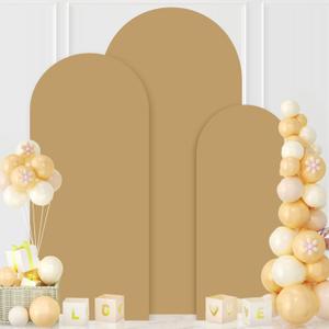 MODFUNS Brown Arch Cover 4&5&6ft Spandex Wedding Arch Covers Set of 3 Khaki Arch Backdrop Stand Covers Double Sided Arch Frame Cover for Wedding Baby Shower Banquet Reception Decoration