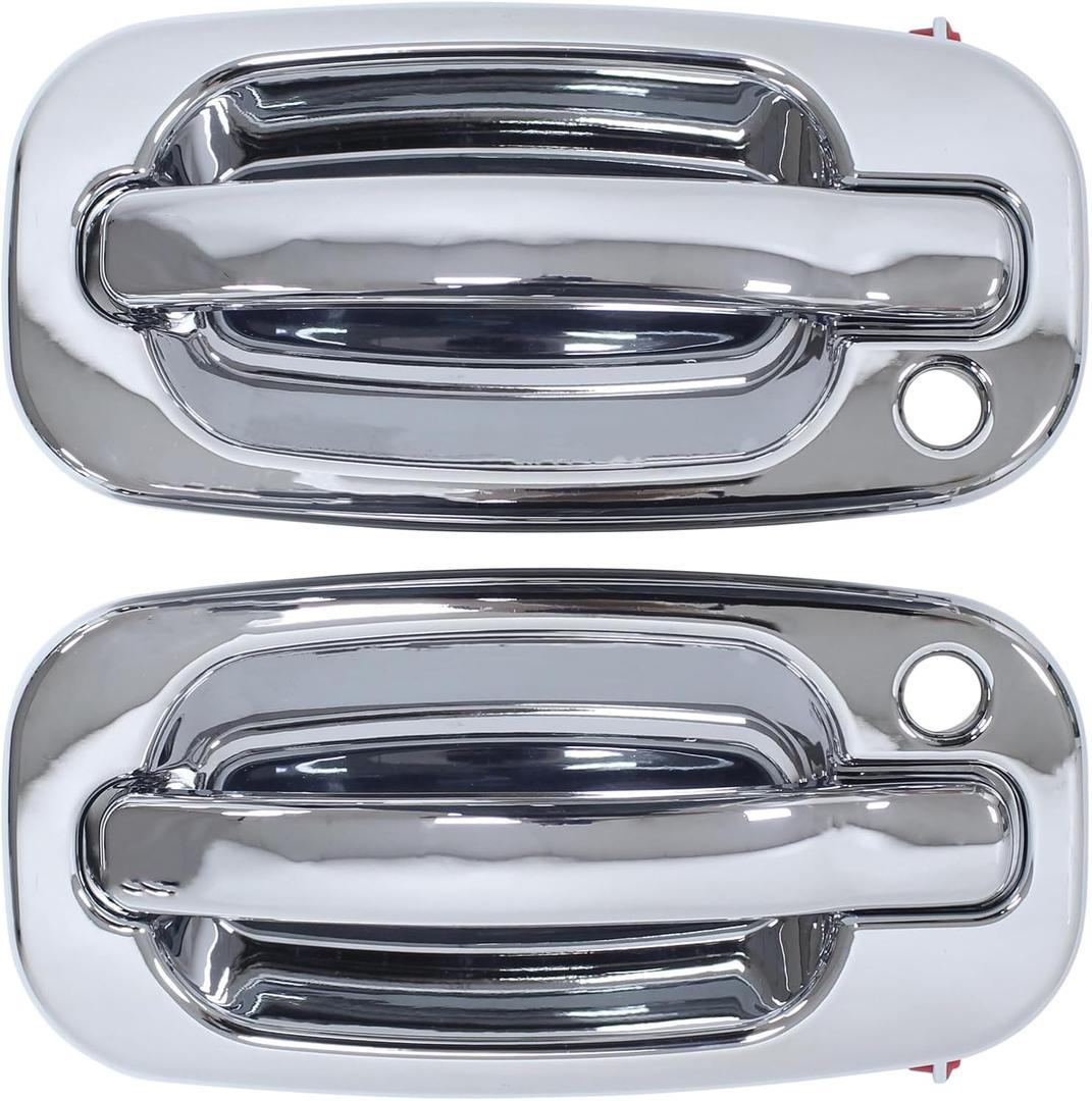 MOTOKU Chrome Pair Front Exterior Door Handles for Chevy GMC Cadillac Silverado Suburban Avalanche Sierra Yukon 1500 2500 3500 HD Classic Tahoe Escalade 1999-2007 Left Driver and Right Passenger Side