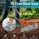 Thatch Rake for Lawns, Yofidra 15" Heavy Duty Metal Dethatcher Rake with 5FT Handle, 70 Adjustable Manual Thatcher with 19-Tine for Lawn Loosening Soil, Yard and Removing Dead Grass