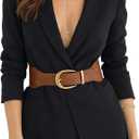 XZQTIVE Women Wide Elastic Waist Belt for Dresses Fashion Cinch Belts Stretchy Waistband with Gold Buckle, Brown(Fit Waist Size 34"-37")
