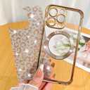 Fiyart Designed for iPhone 13 Pro Case,Compatible with MagSafe Cheetah Print Plating Camera Protection Magnetic Clear Glitter Leopard Print Shockproof Phone Bumper for Women Girls 6.1"-Gold