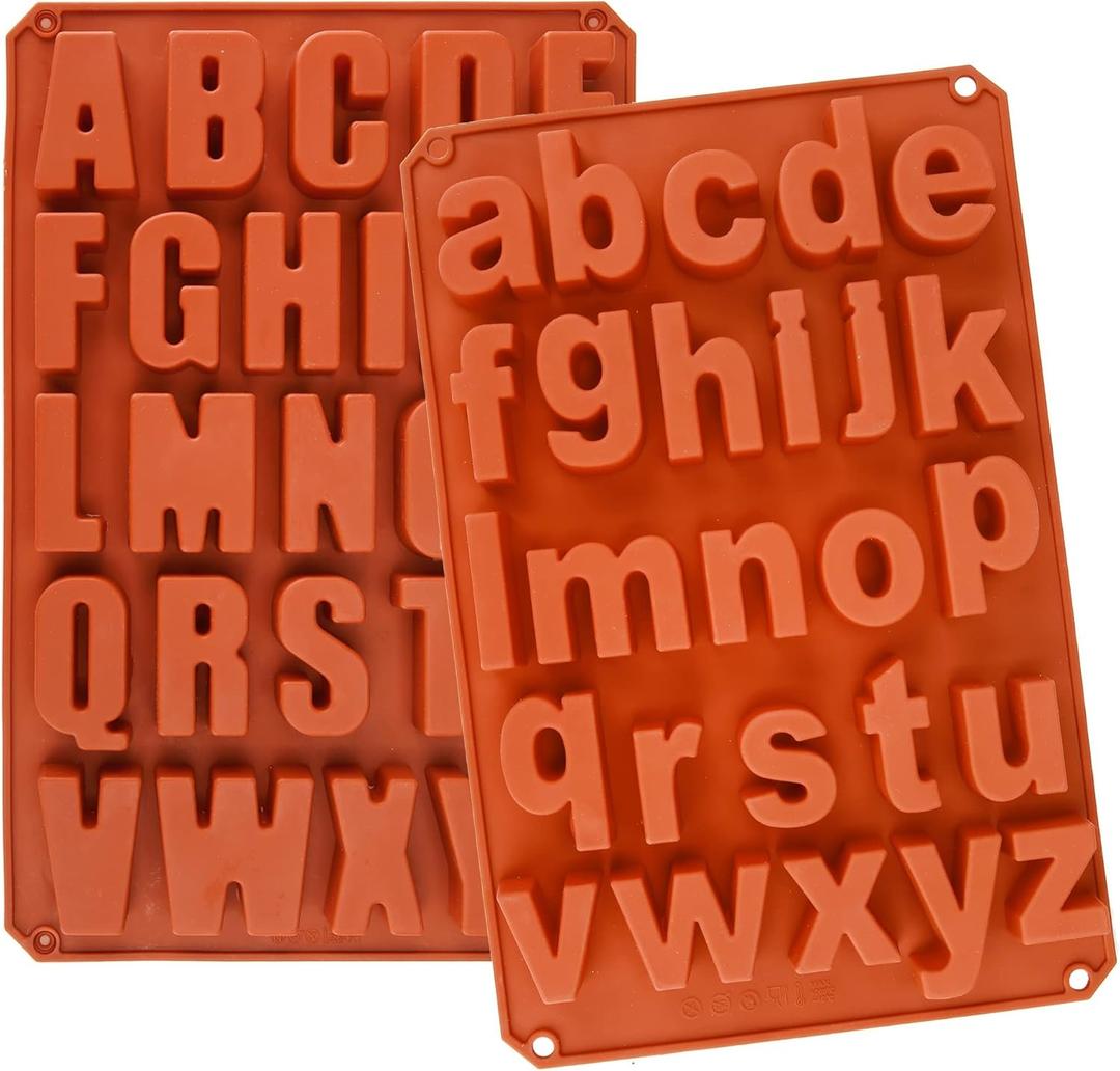 2 Pack Uppercase Letters Crayon Mold Lowercase Alphabet Chocolate Baking Mold Resin Mold Cake Pan Handmade Soap Mold Biscuit Ice Cube Tray DIY for Back to School Project
