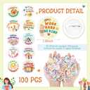 100 Pcs Reading Awards/Be Kindness Pins Back to School Funny Reading Prizes Kindness Book Lover Round Buttons Pins Positive Incentive Reward Prizes for Students Classroom