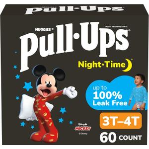 Pull-Ups Boys' Night-Time Potty Training Pants, Size 3T-4T Overnight Training Underwear (32-40 Lbs), 60 Ct