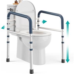 PELEGON Toilet Safety Rails (350 lb) - Adjustable Toilet Safety Frame & Rails, Toilet Safety Rail for Elderly Adults, Toilet Handles for Seniors, Toilet Bars for Elderly & Handicap (Dark Blue)