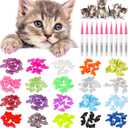 WILLBOND 200 Pieces 20 Color Cat Claw Caps with 10 Pcs Adhesive Glues and 10 Pcs Applicators Cat Claw Covers Nail Tips with Instruction for Pets Cats
