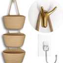 3-Tier Decorative Cotton Rope Hanging Basket, Wall-Mounted Woven Storage Organizer Bag, Jute