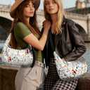 Crescent Bag for Women - Nylon Small Crossbody Bags for Women Adjustable Shoulder Strap Cute Waterproof, for Travel (White Floral)