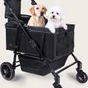 Dog Stroller for Large & Medium Dogs (20132 lbs), Pet Stroller for 2 Small Dogs with Adjustable Handle & Canopy, Sun Shades, Storage Organizer, Foldable & Ventilated,Black