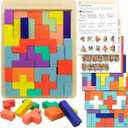 Dementia Activities for Seniors Wooden Tiles Gifts Geometric Cognitive Products & Training Easy Memory for Alzheimer's Elderly Cognitive Craft Gifts