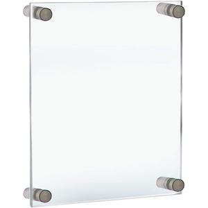 Azar Displays, 105514, Floating Acrylic Wall Frame with Silver Hardware Stand Off Caps, Clear Hanging Photo Frame Display Mount with Frameless Border, Glass-Like Frame for Large Prints, 8.5" x 11" (8.5x11)