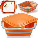 16L Collapsible BBQ Prep Tub with Locking Lid & Cutting Board - Marinade Container Grill Carry System for RV Picnic Tailgate - Portable Wash Basin for Kitchen Camping Sink - Gift for Men Women, 20.2"L x 16.2"W