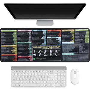 Excel/Word/Power Point/Windows Mouse Pad Set,Non-Slip&Waterproof,Extended Large XL Cheat Sheet Gaming Mousepads for Desk,Stitched Edge Rubber Sole for Home Office(31.5"X 11.8")