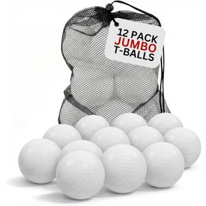 Liberty Imports 12 PCS Toddler & Little Kids Replacement T Ball Baseball Balls - Jumbo Plastic T-Balls with Mesh Bag, 3.5-inch Oversized Tballs for Totsports T-Ball Set, Softball, Training
