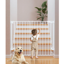 Cumbor 34" Extra Tall No Bottom Bar Baby Gate for Stairs, Wall Mounted Dog Gate Indoor for Larger Pets, Expandable 29.2-43" Safety Gate for Doorways, Wide Walk Thru Door for Easy Access (White)