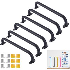 BiJun17 inch Metal Playground Handles,Monkey Bars Indoor Heavy Duty Ceiling Grab Bars for Indoor Outdoor Playgrounds Climbing Frames,Treehouses and Wall ladders (Black Set of 6)