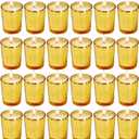 Soft Breeze 24 PCS Speckled Mercury Golden Glass Votive Candle, Unscented Gold Glass Candle, Christmas Decorations Wedding for Table Home Birthday Anniversary Candles,Golden Color