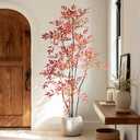 Tall Faux Plastic Silk Plants Large Artificial Bamboo Tree Indoor Outdoor Realistic Floor Plant Potted Fake Nandina Trees for Home Living Room Office Front Porch Patio decoracion Housewarming Gift