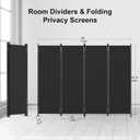 Room Divider 4 Panel Partition Room Dividers & Folding Privacy Screens w/ 3 Metal Feet 6FT Portable Wall Doubles as a Dressing Screen Portable Wall for Office Kitchen Children's Room,Black