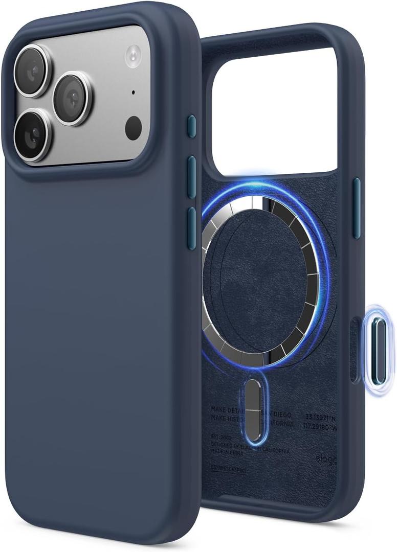 elago for iPhone 17 Pro Case, Premium Magnetic Silicone Case, Compatible with MagSafe, Liquid Silicone Material, Protective Cover, Shockproof, Slim Phone, 6.3 inch (Jean Indigo)
