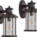 MICSIU 11.5 Inch Motion Sensor Exterior Wall Sconce 2 Pack, Dusk to Dawn Outdoor Lighting with Clear Seedy Glass, Oil Rubbed Bronze Outside Lights for Porch, Garage, Doorway, Pathway.