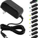 12V 2A DC Power Supply 24W AC Adapter 100-240v 50-60hz ac to 12 Volt 2000mA Transformer, DC 12v Power Adapter Cord Replacement with 10 Tips for dc12v LED Strip Light, CCTV Camera