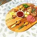 Charcuterie Board Set - 2 Pieces with Knife Set, Premium Acacia Wood Cheese Boards, Puzzle Shaped Serving Tray, Wedding & Bridal Shower Gift, Valentines Day Gifts