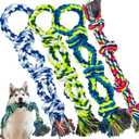 Rocfish [4 Pack] Dog Rope Toys for Aggressive Chewers, Nearly Indestructible Tug of War Toys for Large & Medium Dogs, 100% Cotton, Teeth Cleaning Chew Rope, Heavy Duty Tug of War Dog Toy for Boredom (Multicolour)