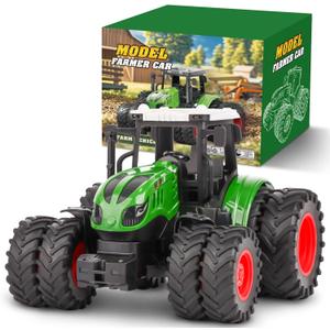 Farm Tractor Toys for Kids 3-5, 1/24 Scale Farm Monster Trucks Toy 8 Wheels Kids Truck Tractor for Boys 3, 4, 5, 6, 7 Year Old Christmas, Birthday Gifts for Kid