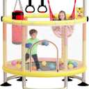 60" Toddler Trampoline for Kids,5FT Kids Trampoline for Toddlers 1-3,Upgrade Adjustable Kids Trampoline Indoor Outdoor,Mini Trampoline for Kids 2-5,500lbs Baby Small Trampoline with Net and Swing