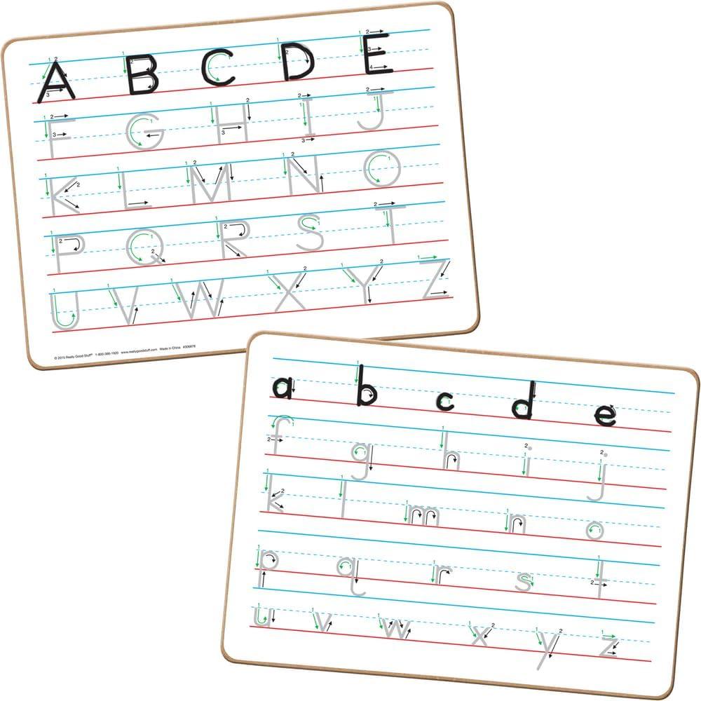 Really Good Stuff Trace 'N' Erase Uppercase and Lowercase Letter Formation Alphabet Dry Erase Boards - Pre-Writing Skills - Non-Magnetic, Two-Sided - Set of 6 Boards